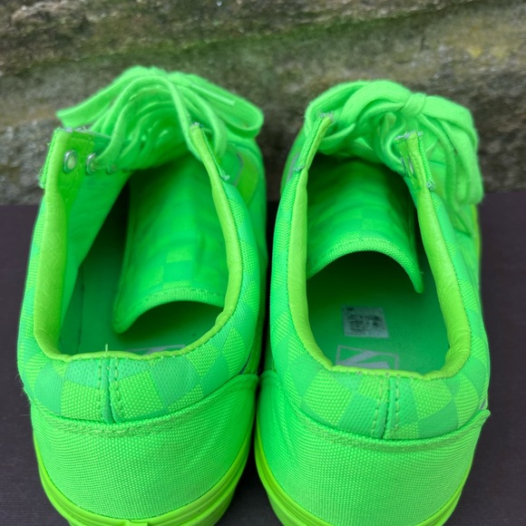 Vans Old Skool Skate Shoes Checkerboard Neon Green Lime Men's 9 Skateboarding - Picture 4 of 9